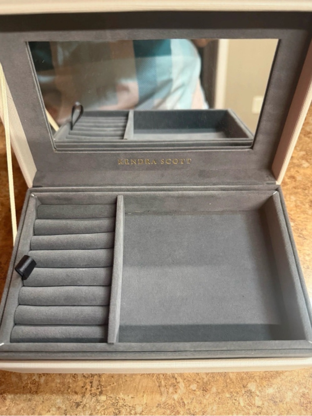 Kendra Scott Gray Suede Jewelry Organizer with Mirror